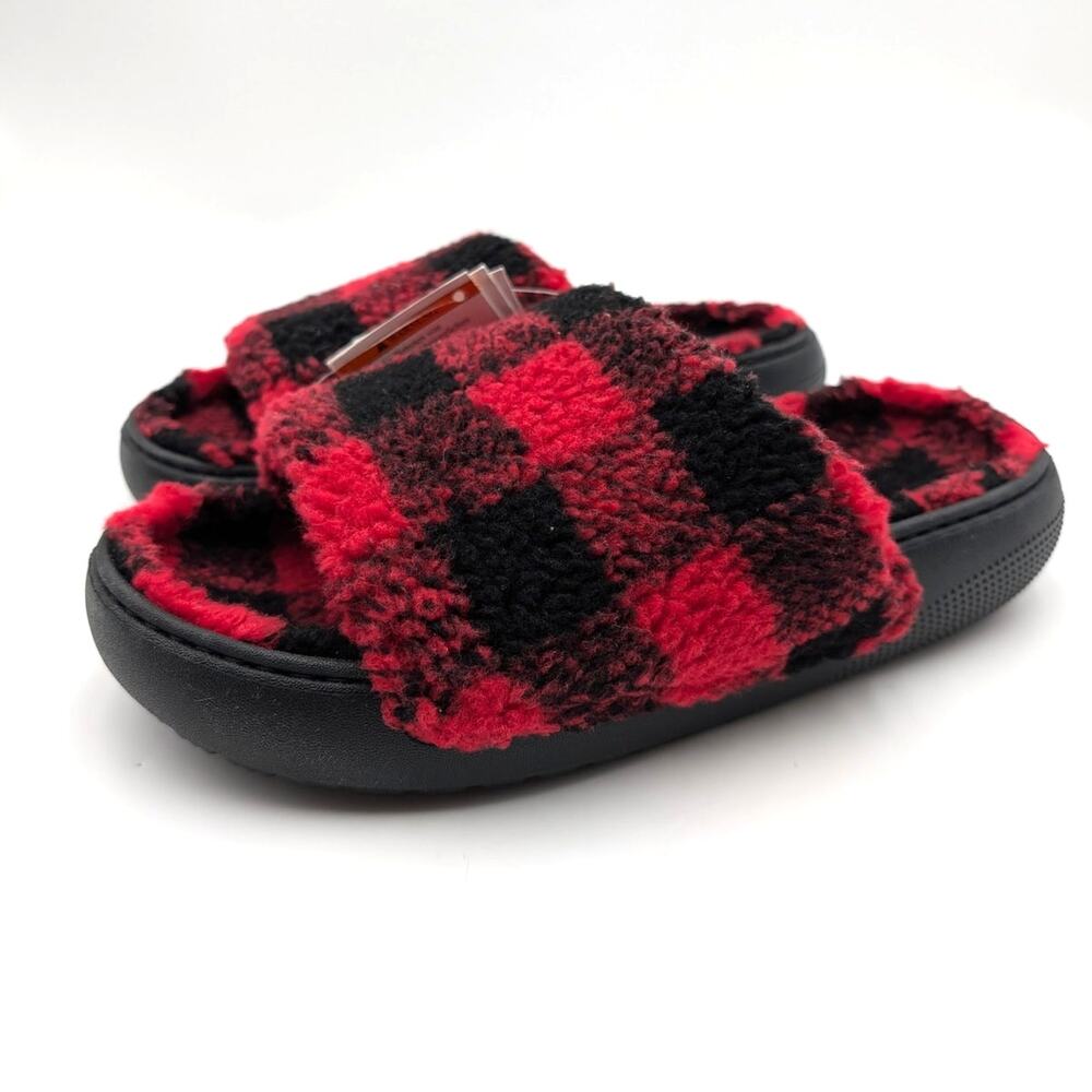 Crocs Classic Buffalo Check Slide Slippers Unisex Red Size US W8/M6 EU39